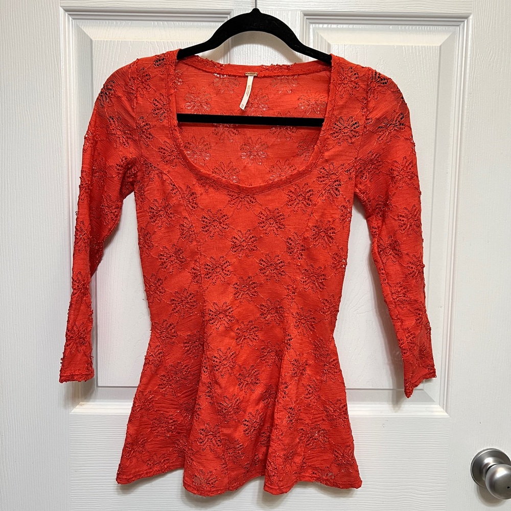 Free People Daisy Pointelle Peplum Top - Picture 5 of 14